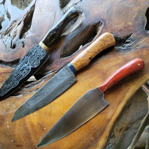3 custom chef knifes