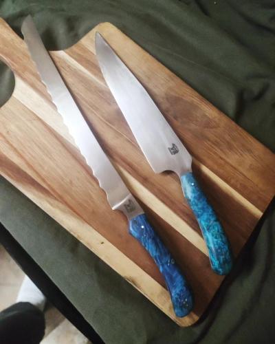 Custom Ergonomic chef and bread knife in stainless